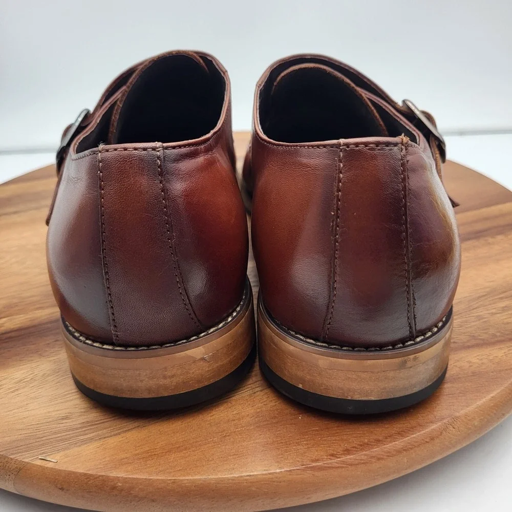 Stacy Adams Monk Strap Shoes Mens Sz 11 M‎ Brown Leather Cap Toe